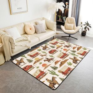 Decorative Area Rug for Bedroom Living Room Playroom, Soft Modern Carpet with Desert Design